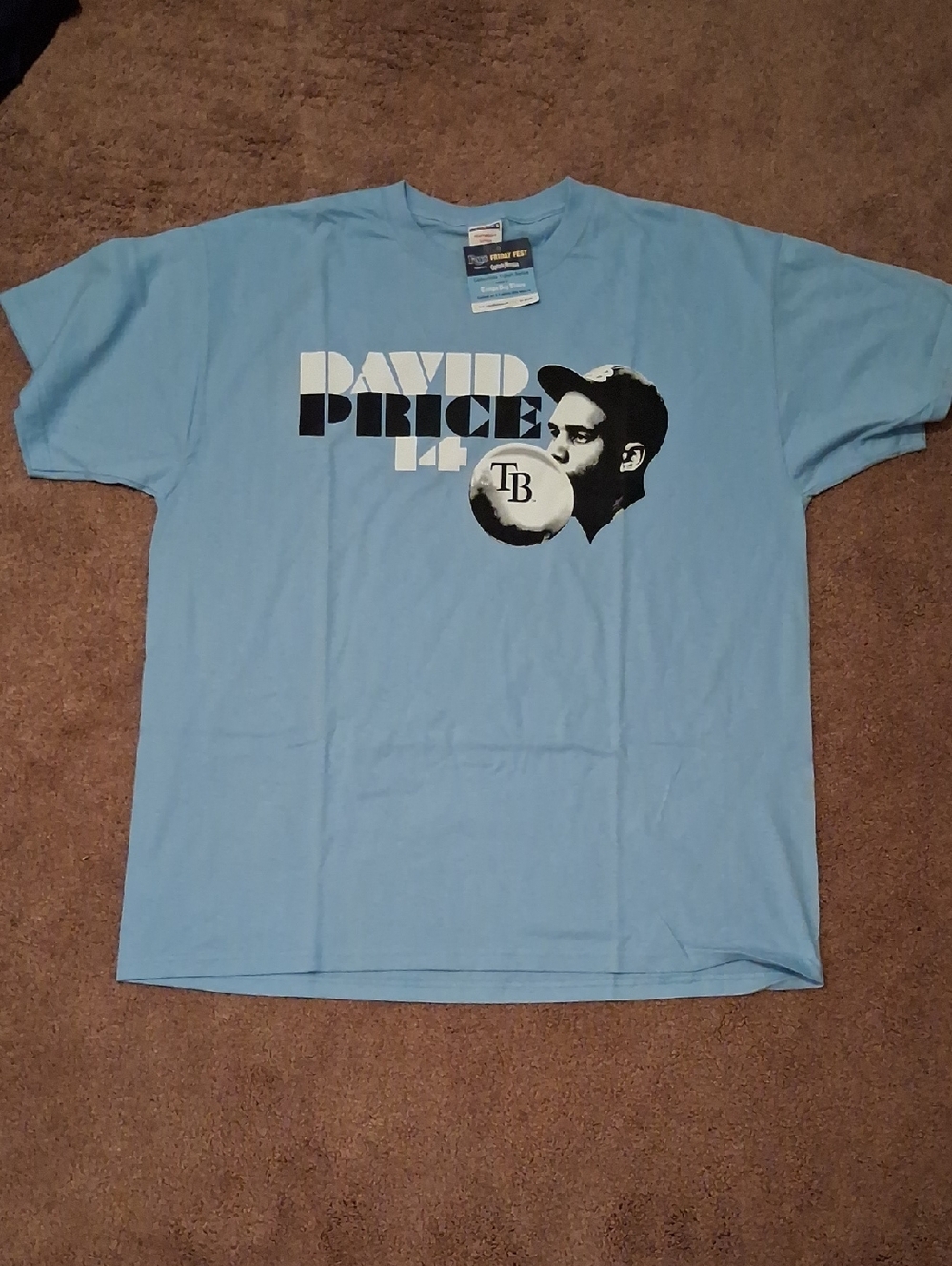 Jerzees Light Blue David Price Graphic Tee